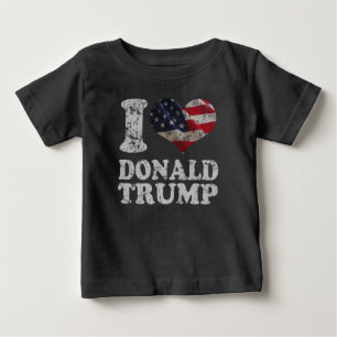 T-shirt Pour Bébé Drapeau américain Donald Trump du coeur I
