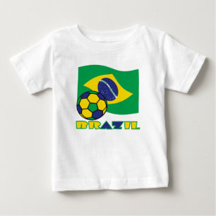 T-shirt Pour Bébé Drapeau brésilien Brésil Ballon de football