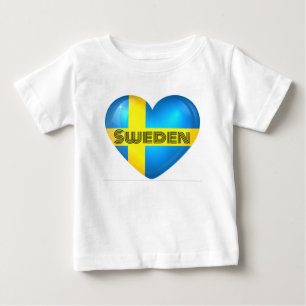 T-shirt Pour Bébé Drapeau cardiaque Suède