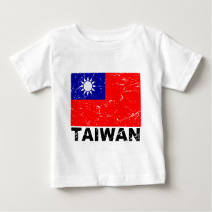 T-shirt Pour Bébé Drapeau de cru de Taïwan