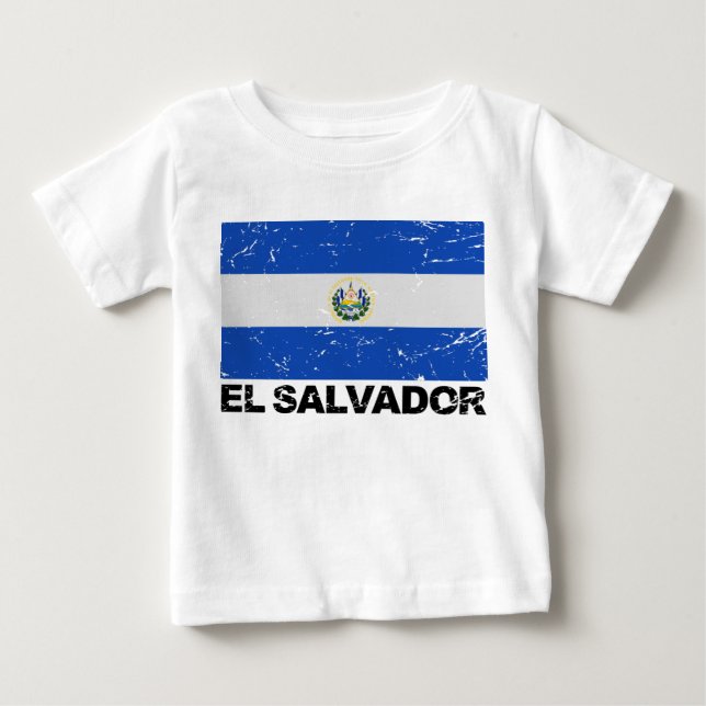 T-shirt Pour Bébé Drapeau de cru du Salvador (Devant)