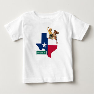 T-shirt Pour Bébé Drapeau de la forme du Texas Cowgirl et panneau ro