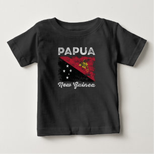 T-shirt Pour Bébé Drapeau de Papouasie-Nouvelle-Guinée en détresse