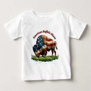 T-shirt Pour Bébé Drapeau illustré du majestueux bison américain