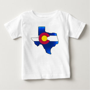 T-shirt Pour Bébé Drapeau noir du Colorado, le Texas, le contour du