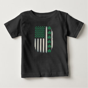 T-shirt Pour Bébé Draps d'Irlande avec Drapeau Américain USA Fête Sa