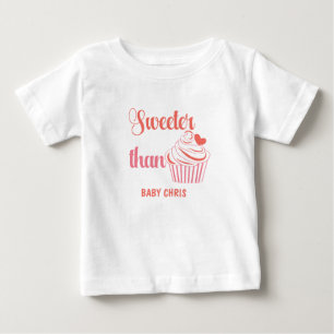 T-shirt Pour Bébé Drôle Cupcake Citation Rouge Rose Blanc