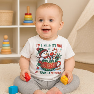 T-shirt Pour Bébé Drôle de bonhomme de neige qui fond Noël 
