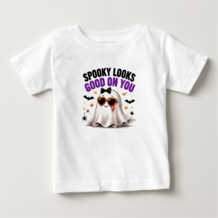 T-shirt Pour Bébé Drôle de fantôme Halloween, Spooky Looks Good On Y
