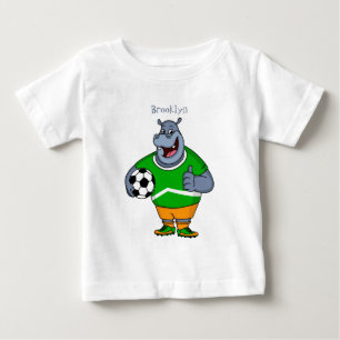 T-shirt Pour Bébé Drôle de joueur de football hippo dessin humoristi