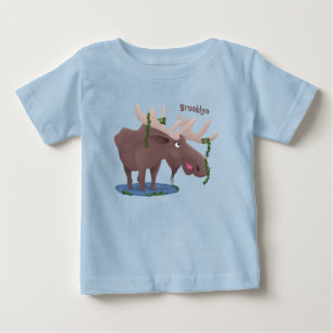 T-shirt Pour Bébé Drôle dessin animé d'orignal heureux