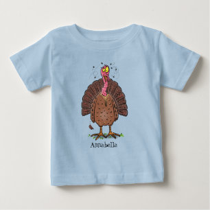 T-shirt Pour Bébé Drôle dinde marron de la ferme avec des mouches de