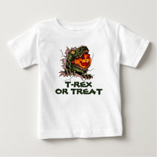 T-shirt Pour Bébé Drôle Halloween T-rex tête mange citrouille