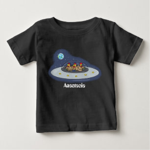 T-shirt Pour Bébé Drôle poule dans l'espace dessin animé