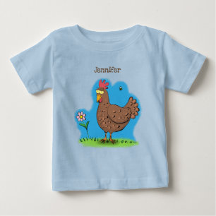 T-shirt Pour Bébé Drôle poulet rustique whimsical dessin animé