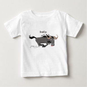 T-shirt Pour Bébé Drôle wildebeest tourner dessin animé illustration