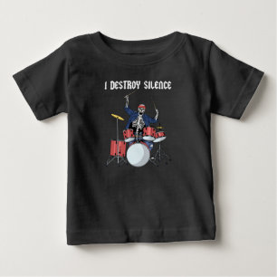 T-shirt Pour Bébé Drummer Rock Music Band Drums I Destroy Silence