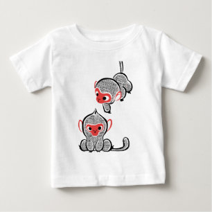 T-shirt Pour Bébé Duo de singes asiatiques : assis et grimpant