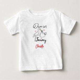 T-shirt Pour Bébé Échéance En Janvier Mignonne Swan Portant Un Nouve