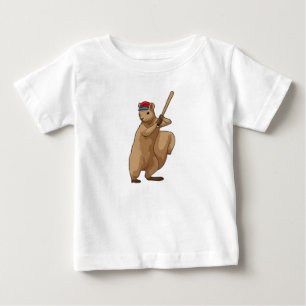 T-shirt Pour Bébé Écureuil au baseball avec batte de baseball