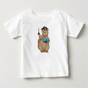 T-shirt Pour Bébé Écureuil comme enseignant avec livre
