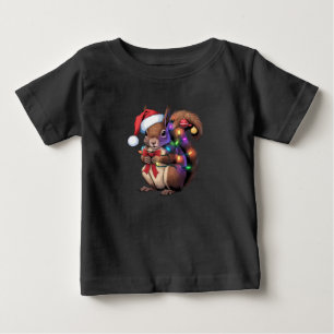 T-shirt Pour Bébé Écureuil lumières de Noël Famille de Noël