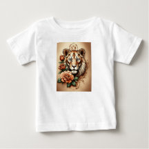 Élégance sauvage : Lionesse & Tatouage Rose T-Sh i
