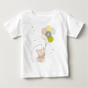 T-shirt Pour Bébé Élégant Mignon Ours Blonde Fille Monogramme