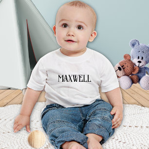 T-shirt Pour Bébé Élégant minimaliste Nom de famille noir