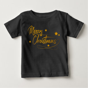T-shirt Pour Bébé Élégante Calligraphie d'or festive Joyeux Noël