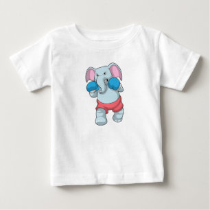 T-shirt Pour Bébé Eléphant à la boxe avec gants de boxe