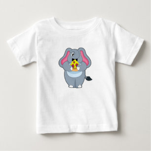T-shirt Pour Bébé Eléphant à la pizza