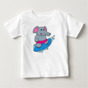 T-shirt Pour Bébé Elephant as surfer avec surf
