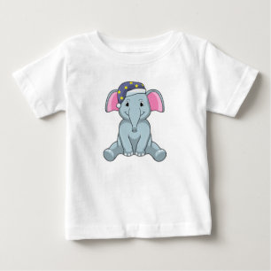 T-shirt Pour Bébé Eléphant au coucher avec casquette de nuit