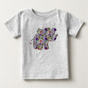 T-shirt Pour Bébé Eléphant Bébé Floral Coloré