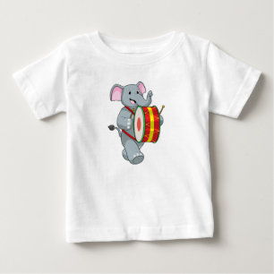 T-shirt Pour Bébé Elephant comme musicien avec tambour