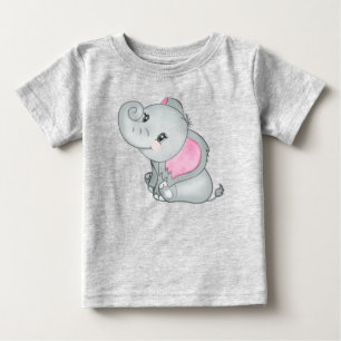 T-shirt Pour Bébé Éléphant de bébé adorable aux oreilles roses