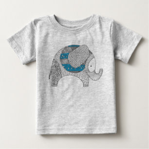T-shirt Pour Bébé Eléphant Doodle. Barboteuse.