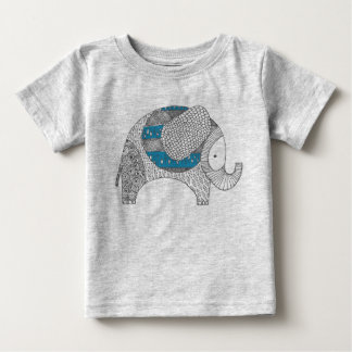 T-shirt Pour Bébé Eléphant Doodle. Barboteuse.