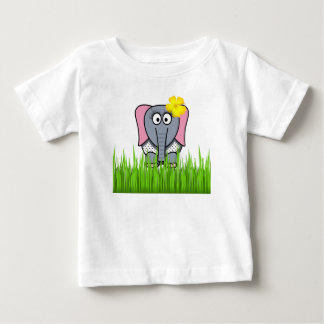 T-shirt Pour Bébé Eléphant Fille Dans L'Herbe