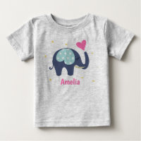 Eléphant gris mou et coeur rose Personnalisé