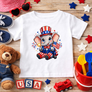 T-shirt Pour Bébé Éléphant Patriotique Mignon