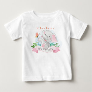 T-shirt Pour Bébé Éléphant personnalisé joue à l'extérieur avec papi
