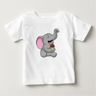 T-shirt Pour Bébé Elephant with chocolate gaufre ice cream