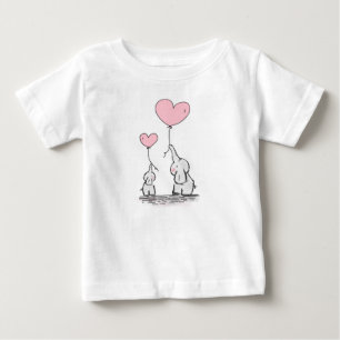 T-shirt Pour Bébé Éléphants de mère et de bébé avec les ballons