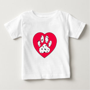 T-shirt Pour Bébé Empreinte de patte dalmate dans le coeur rouge