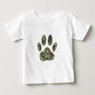 T-shirt Pour Bébé Empreinte de patte de chien Camo en détresse