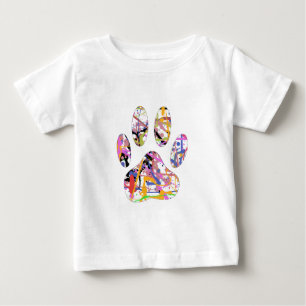 T-shirt Pour Bébé Empreinte de patte de chien de peinture