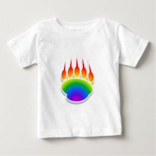 T-shirt Pour Bébé Empreinte de patte de l'ours arc-en-ciel