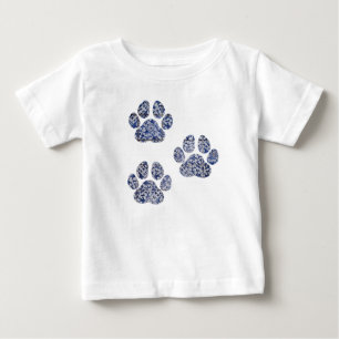 T-shirt Pour Bébé Empreintes de pattes de chiens - Carreaux portugai